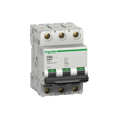 Disjoncteur 1A 3P courbe C 25kA C60L (remplacé par A9F94301) MULTI9 SCHNEIDER ELECTRIC 25431 (1/2)