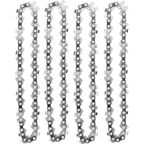 Online Store – Lot de 4 chaînes de tronçonneuse 4 pouces – 28 maillons d'entraînement – Compatible mini tronçonneuses électriques sans fil – Haute qualité (1/5)