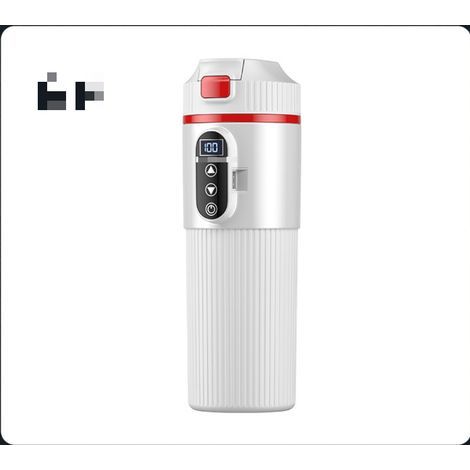 Heated travel mug, 500ml, stainless steel, water heater with LED display, suitable for camping/rapid heating, car beverage heater, car kettle, insulated mug, white. (1/5)