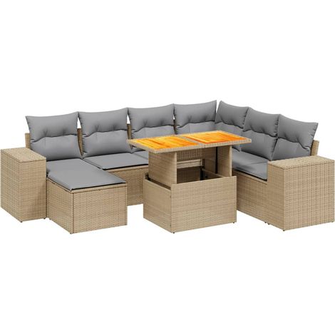 Maison Exclusive - Set Divano da Giardino 8 pz con Cuscini Beige in Polyrattan (1/4)