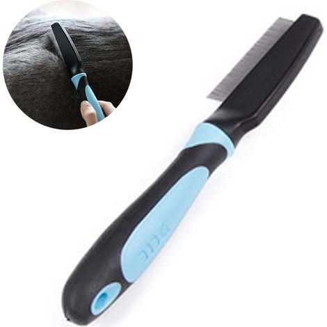 Peigne démêlant pour chiens, lames en acier inoxydable, pour chats et autres animaux aux poils emmêlés et noués outil de toilettage avec dents lisses pour couper et démêler les nœuds. (1/4)