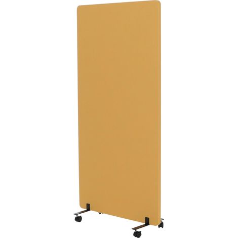 [NEUWERTIG] Akustik-Trennwand HHG-957, Büro-Sichtschutz Raumteiler Pinnwand, doppelwandig rollbar Stoff/Textil 167x80cm gelb (1/5)