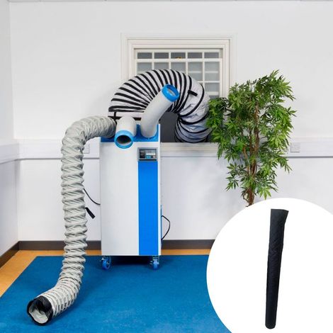 Isolierhülle in Schwarz und Silber für tragbare Klimaanlagenschläuche – Hitze- und UV-Schutz – Kompatibel mit Schläuchen von 5–6 Zoll – Hochfestes Material – Alombard (1/5)