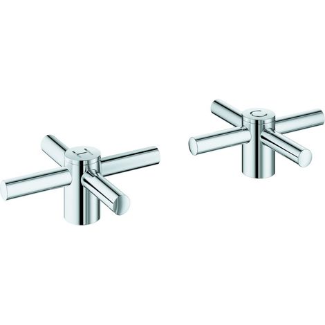 Grohe Atrio Kreuzgriffe, 1 Set mit H und C Markierung, 1 Set ohne Warm-Kalt-Markierung, Satin Graphite, 14215MG0 (1/2)