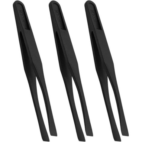 3 Pcs Pincettes Anti-Statiques, Pincettes en Plastique Noir à Bout Plat de Précision - Pour Réparation Électronique, Création de Bijoux, Beauté DIY (1/4)