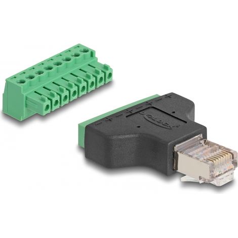 Delock Adaptador RJ45 macho  Bloque de terminales de 8 contactos y 2 partes 3,81 mm