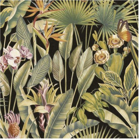 Vasari Luxury Heavyweight Vinyl Botanical Black Wallpaper Paste The Paper (1/4)