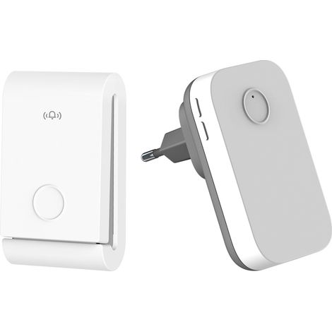 Sonnette sans Fil Auto-génératrice 150 mètres Carillon électronique étanche IPX4, 1 récepteur de Sonnerie enfichable avec 1 émetteur cinétique, 38 mélodies à 4 Niveaux de Volume (1/5)