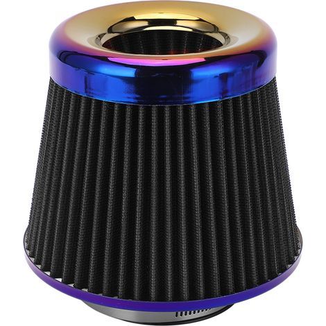 Filtre à Air D'admission de Voiture, Filtre à Air Conique Rond Haute Performance de 3 Pouces/76 Mm, Filtre à Air D'entrée D'accessoire Universel à Cône Réutilisable Lavable(le noir). (1/5)