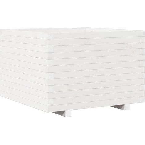 Pot de fleurs blanc, 70 x 70 x 49,5 cm, en pin massif (1/5)
