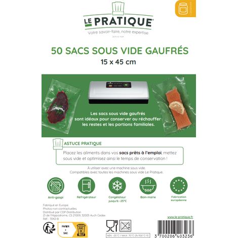 Vakuum-Waffelbeutel 15 x 45 cm – Packung mit 50 Beuteln – Das Praktische
