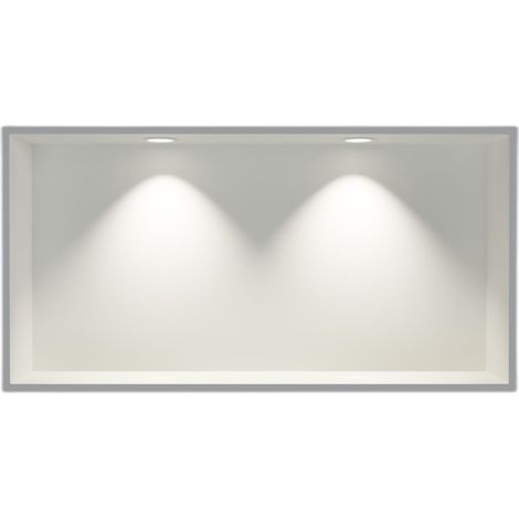 Wandnische Edelstahl Bernstein NT306010X mit LED-Spot 30x60x10 cm Weiß 2x Spot Einbaurahmen Weiß matt (1/5)