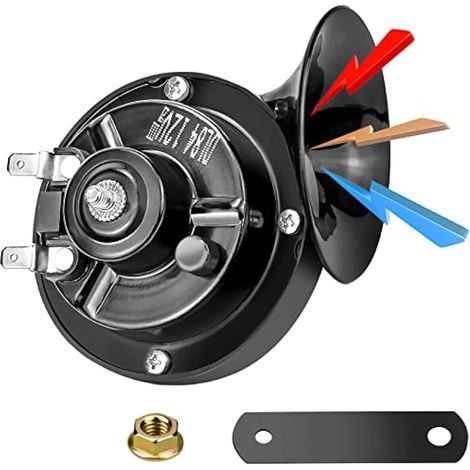Klaxon 12V Moto Universal Avertisseur Sonore Voiture Electrique pour Motos Automobiles Véhicules Electriques 510 Hz (1/5)