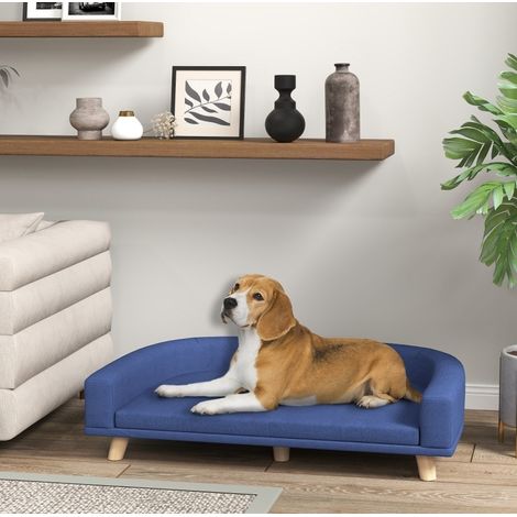 Panier chien surélevé 98x67x25 cm coussin bleu OKMYHOME (1/4)