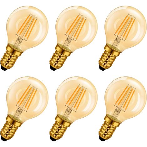 Lampe à LED E14 4W (remplace 35W), 2400K Blanc Chaud, MiNi Globale à filament, Ultra lumineux 410Lm, Style Vintage de lampe rustique, Non-Dimmable, Lot de 6 (1/4)