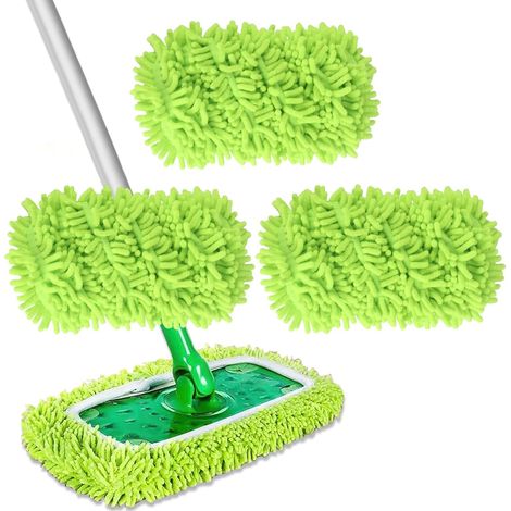 3 Pièces Chiffons de Serpillière Microfibre pour Swiffer Sweeper, Serpillière Recharge Balai Vapeur, Lingettes Humides Housse Tampons de Vadrouille Lavables Réutilisables pour Sols Carrelages (1/5)
