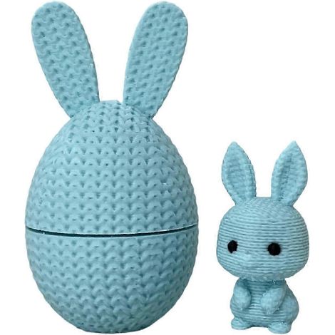 (1 lot, bleu ciel) Œuf de Pâques imprimé en 3D avec lapin à l'intérieur, panier de Pâques (1/5)
