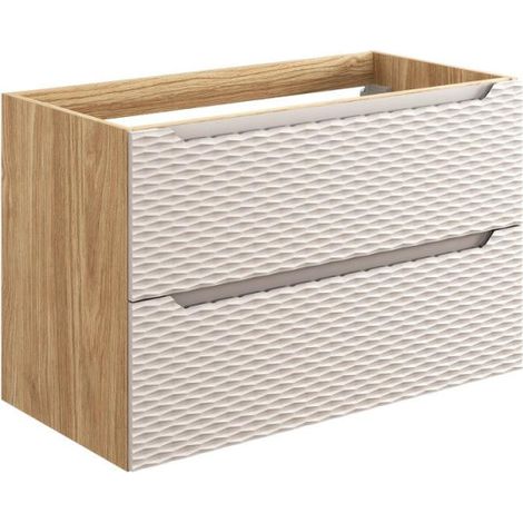 Meuble sous-vasque 90 cm - H 57 x L 90 x P 46 cm - Wavy Beige - Livraison gratuite