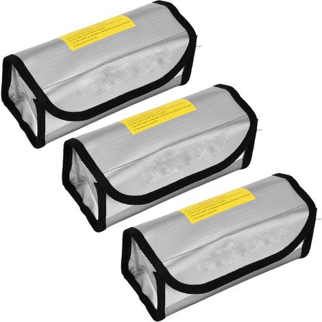 Sac de Sécurité pour Batterie Lipo - Résistant au Feu et aux Hautes Températures - Fibre de Verre Ignifugée - Pour Chargement, Transport et Stockage - 3 Pièces (1/5)