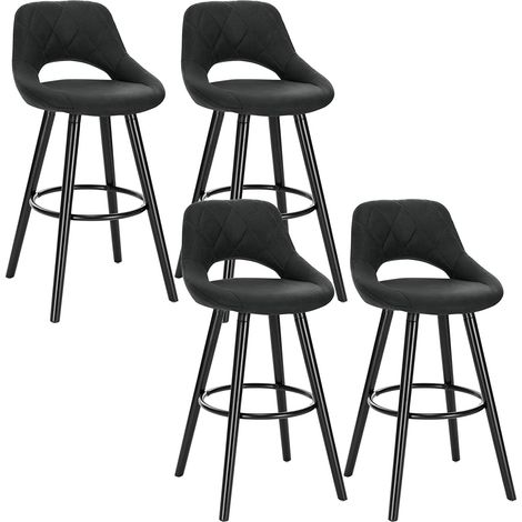 Woltu – Lot de 4 tabourets de bar en tissu scientifique – Hauteur d'assise 68cm – Structure en bois massif – Patins antidérapants pour protection