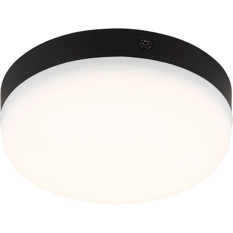 Plafonnier Plafonnier chambre à coucher cadre noir, plastique, rond, 1x LED 8 W 570 lm 4000 K blanc neutre, DxH 12x4,5 cm