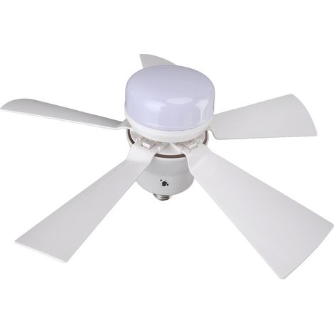 Ventilateur de plafond avec éclairage et télécommande, intensité variable (3 températures de couleur, 3 vitesses de ventilation, minuterie 1h, 2h, 4h), culot E26, idéal pour chambre et cuisine (85-265 (1/5)