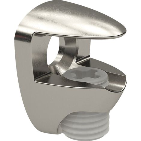 Taquet en zamac pour tablette verre 5 à 10 mm – Décor nickelé – Solution robuste pour étagères et meubles (1/3)