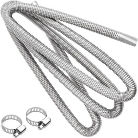 Flexible Pour Echappement 200 cm, Tuyau d'Échappement de Chauffage de Voiture, Tuyau d'Évent de Gaz Diesel Avec Deux Pinces En Acier Inoxydable (1/4)
