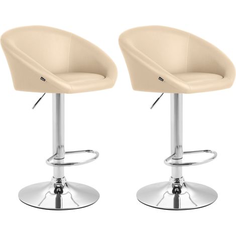 Set 2 sgabelli bar seggioloni design moderno in PVC panna e metallo cromato 100004348