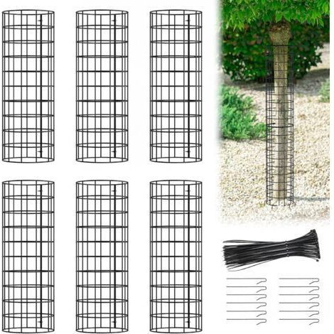 FENOPLASTICAGrillage de protection pour tronc d'arbre - convient aux jardins, aux bois, au jardinage amateur, etc. - Lot de 6 pièces, 33 x 33 cm (1/4)