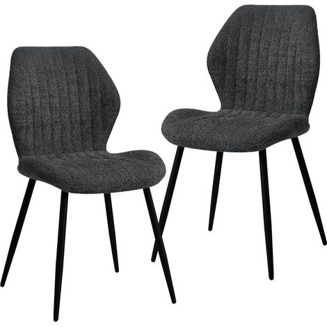 2er Set Esszimmerstühle mit Streifenmuster, Polsterstühle mit Metallbeinen, Schwarz (1/5)