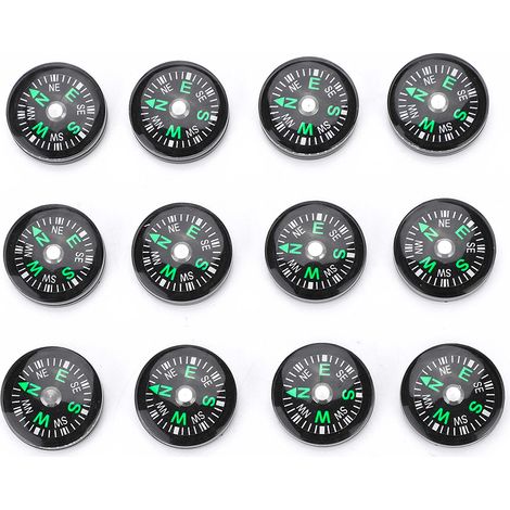 20mm 12pcs Mini boussole remplie d'huile de poche pour l'accessoire d'activités de plein air de camping de randonnée (1/5)