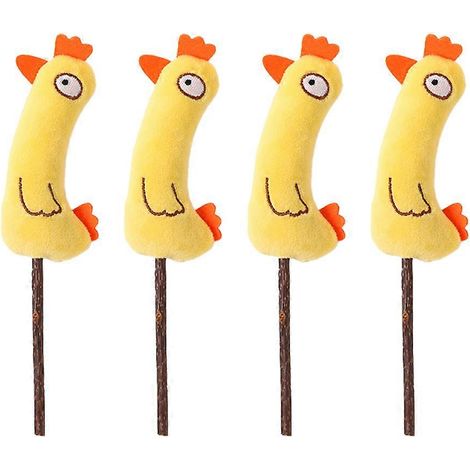 Lot de 4 jouets à mâcher pour chat à l'herbe à chat, bâtonnets en peluche douce pour la dentition, forme mignonne - Style 6 (1/5)