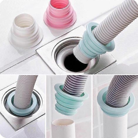 Lot de 4 joints d'étanchéité allongés pour canalisation d'évier de cuisine, bouchon d'étanchéité désodorisant pour tuyau d'évacuation de machine à laver, sol (1/4)