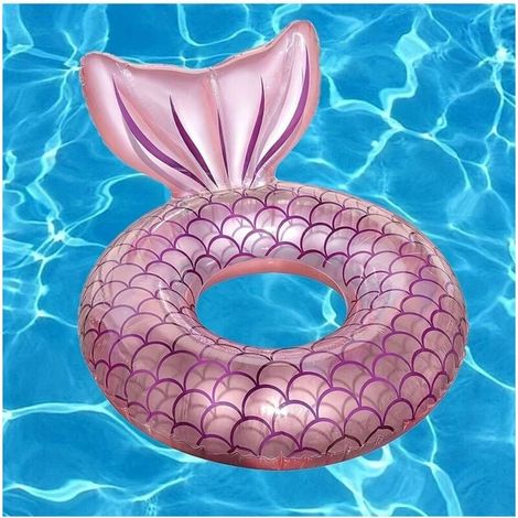 1 pièce de queue de sirène épaissie en PVC gonflable anneau de natation adapté pour la fête de la piscine de plage en plein air (1/4)
