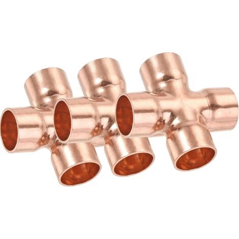 Lot de 3 raccords tuyaux en cuivre à 4 voies 16 mm pour plomberie, climatisation, réfrigération, chauffage central, tuyauterie gaz - 15 (1/5)