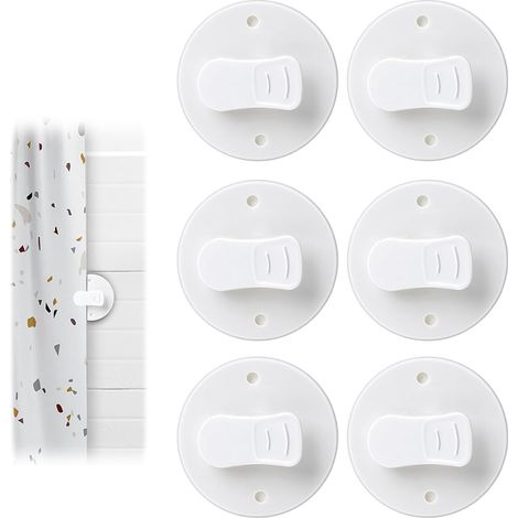 6 Pièces Clips de Rideau de Douche, Protection Anti-Éclaboussures Clips Autocollants pour Rideau de Douche Pinces sans Perçage pour La Maison La Baignoire Intérieure La Baignoire Intérieure(Blancs) (1/5)