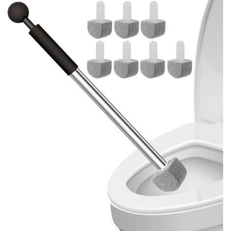 Detergente per WC in pietra pomice, detergente per WC per pulizia profonda, spazzola per la pulizia del bagno con manico per WC e 7 pietre pomice (1/5)