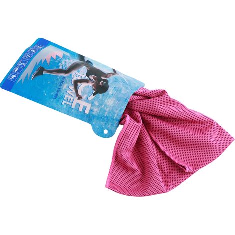 Serviette sport ultra respirante, effet fraîcheur, salle de gym, fitness, entraînement, rose magenta, microfibre, sèche-rapide, légère, idéale course et yoga.