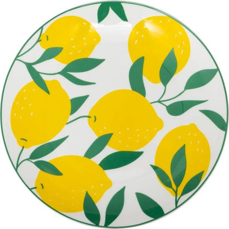 Lot de 6 Assiettes Plates "Citrons" 26cm Multicolore