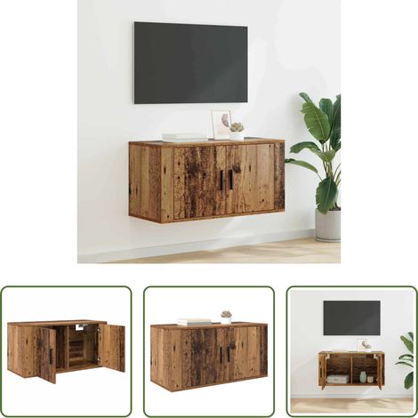 Bois ancien - Meuble TV mural Bois ancien 80 x 34,5 x 40 cm Bois d'ingénierie (1/5)