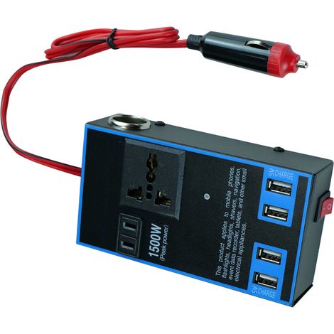 12V/24V auf 110V/220V 1500W Stromwandler, Multifunktionssteckdose für LKW und Haushalt, Fahrzeugtransformator (1/5)