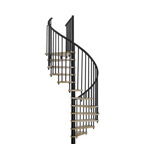 Minka Spindeltreppe Spiral Effect 38 - 305,5cm Geschosshöhe Eiche Schwarz 160cm Durchmesser