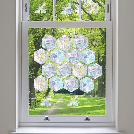 16 Autocollants Arc-en-Ciel Anti-Collision pour Fenêtres - Protection Oiseaux et Décoration Vitres