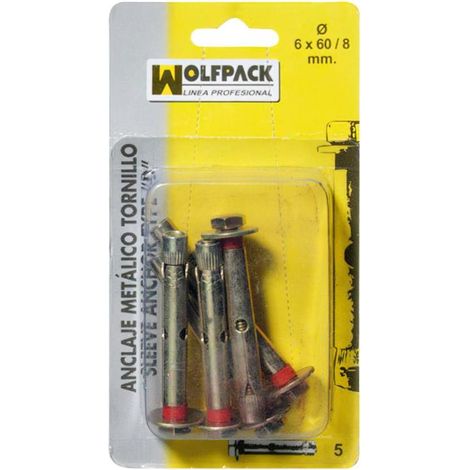 WOLFPACK LINEA PROFESIONAL anclaje metálico tornillo 10x100/12 mm. (2 piezas)