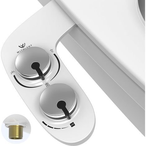 Applicable Toilette - Bidet toilette WC Bidet Pulvérisateur Bidet Abattant WC double buses rétractables autonettoyantes - Nettoyage avant et arrière Entrée d'eau en laiton durable (Argent) (1/5)