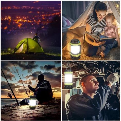 Lampe de Camping LED Ultra Bright Lampe Camping Extérieur Résistant à l'eau, Rechargeable Lampe de Poche, pour Extérieur Tente (1/4)