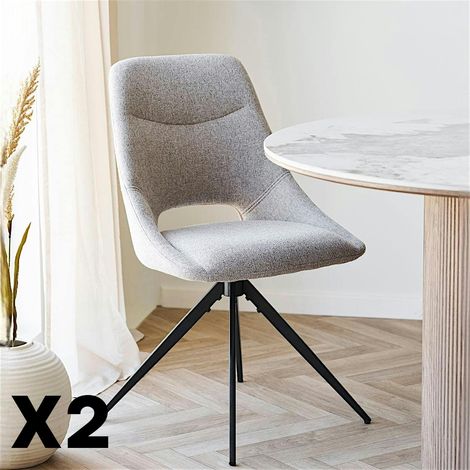 Chaise pivotante beige sable à dossier ouvert (lot de 2) BERLIN (1/5)