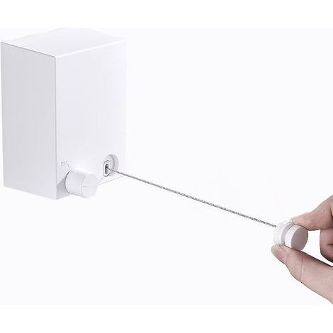 white Retractable Clothesline 4m Retractable Clothesline With Adjustable Braided Stainless Steel Polished Steel Rope,indoor Extendable Clothes Dry (1/5)