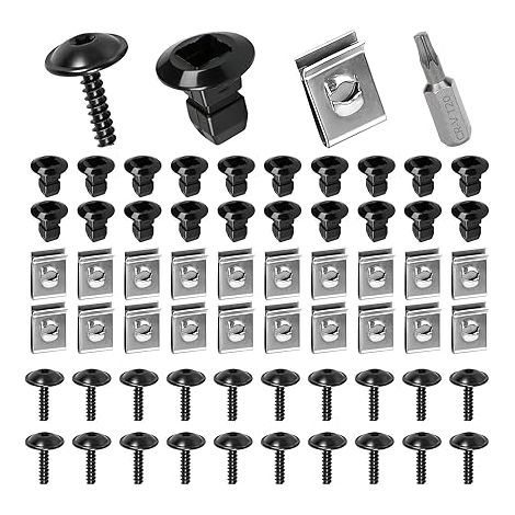 Kit de Clip à Vis et Écrou Vis de Carrosserie avec Embout T20 Clips de Fixation Voiture U-Clips pour Ailes Voitures et Panneau Porte Intérieur (1/5)